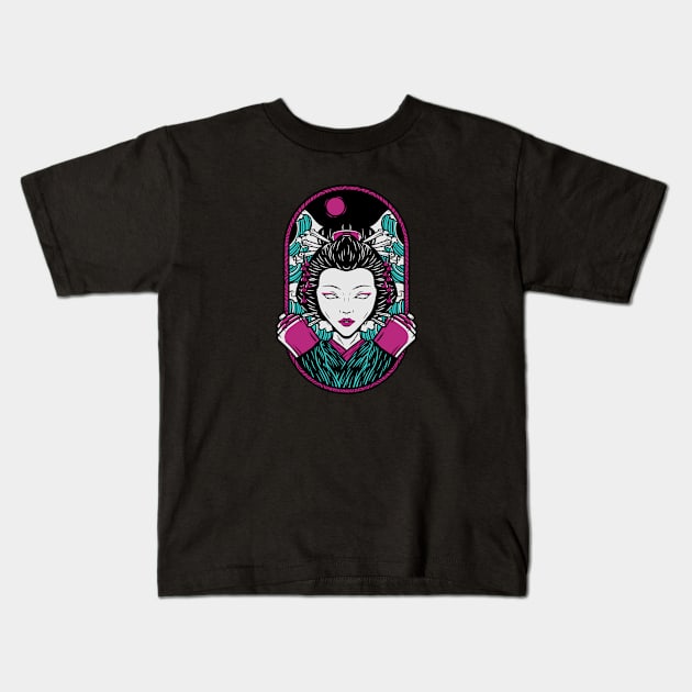 Japanese woman , geisha , Asian style Kids T-Shirt by noirglare